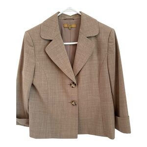 Alex Marie Blazer Jacket Women’s Size 14 Tan Beige 3/4 Sleeve Wool Blend Career